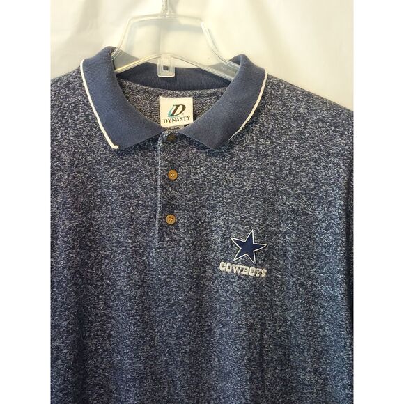 Dynasty Dallas Cowboys Blue Speckled Embroidered Logo Collared Polo Shirt - Picture 2 of 7